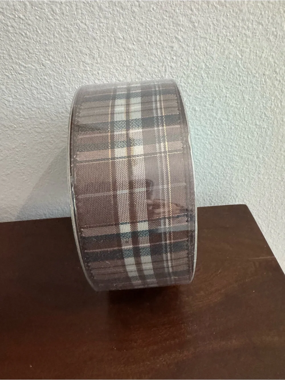 Plaid Decorative Wired Ribbon - Brown Plaid Home Accent
